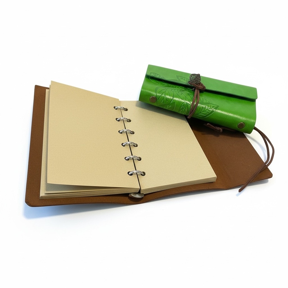Green and Brown Leaf Embossed Journals
